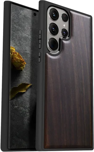Vista 12 de Carveit Funda de madera para Galaxy S24 Ultra, bandera americana Bandera americana-Madera oscura