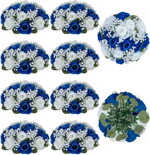 Vista 11 de BLOSMON Bolas de Flores Falsas Centros de Mesa de Boda 2 Piezas Rosa Carmesí Respiración de Bebé Flores Artificiales Piezas Centrales Decoración