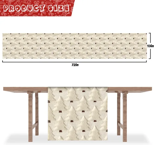 Vista 2 de Nialnant Caminos de mesa de Navidad, decoraciones de mesa de invierno de Navidad con bolas de Navidad, flores de nochebuena, camino de mesa