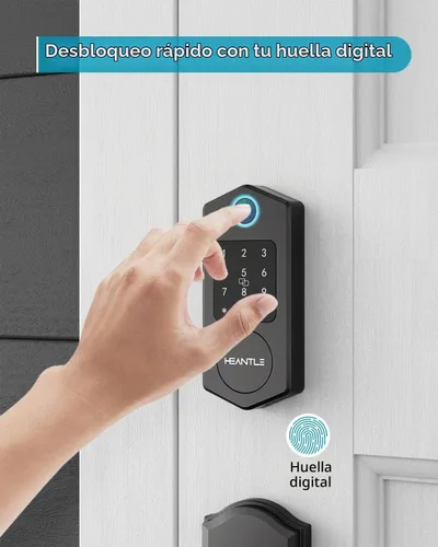 Vista 3 de Cerradura de puerta de entrada sin llave, cerrojos inteligentes de huellas dactilares con teclado de pantalla táctil para puerta delantera, cerrojo