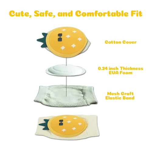 Vista 3 de Almohadillas protectoras para rodillas para bebés (piña)
