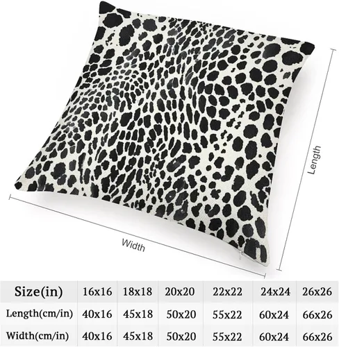 Vista 4 de Fundas de almohada de granja con cremallera de 16 x 16 pulgadas, estampado de leopardo y guepardo blanco y negro, fundas de almohada decorativas