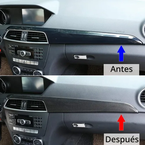 Vista 2 de Panel de cubierta de consola central de tablero de fibra de carbono con textura de madera de pino ABS para Mercedes Benz Clase C W204 2010-2013