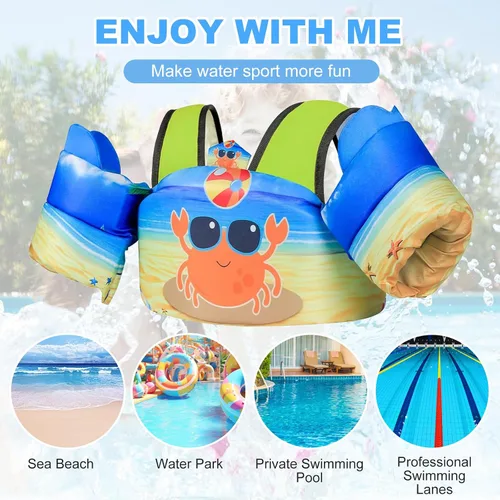 Vista 3 de Toddler Swim Vest with Swimming Arm Floaties for 2-6 Years Old (22-66 lbs) Boys-Girls Kids Pool Floats Water Wings & Swim Jacket Niños Swimmies for