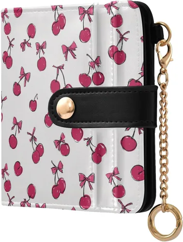Vista 29 de Red Heart Black - Cartera para mujer, con bloqueo RFID, pequeña, delgada, tarjetero, plegable, compacta, de piel sintética, con bolsillo