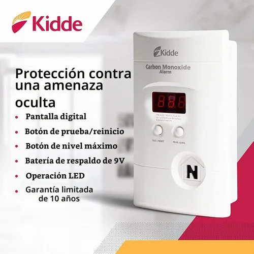 Vista 4 de Kidde - Detector de monóxido de carbono, enchufe de pared con respaldo de batería de 9 voltios, pantalla LED digital - 2