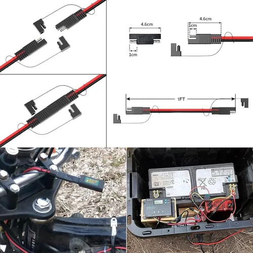 Vista 5 de ELFCULB 10AWG 1FT Cable de Extensión SAE SAE a SAE Arnés de Cable de Desconexión Rápida Conector SAE Enchufe SAE para Automotriz RV Batería Panel