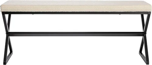 Vista 6 de Household Essentials Harper Banco de metal con cojín tapizado Boucle, crema y negro