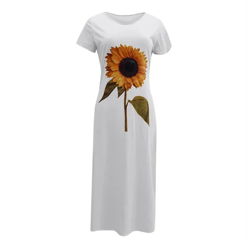 Vista 3 de Vestidos de otoño para mujer vestidos sueltos para mujer vestidos cortos de noche con girasoles divididos para mujer tallas grandes formales
