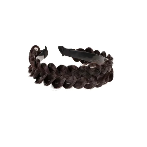 Vista 4 de Diadema trenzada de pelo sintético, aro de pelo clásico, grueso, ancho, trenzado, peluca de trenzas esponjosas, accesorio de belleza para mujeres