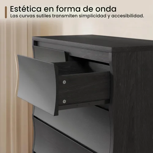 Vista 3 de Cómoda alta negra para dormitorio, cómoda de 61.1" de alto con 8 cajones, cómodas de madera y cómodas con cajones, organizadores de cajones Negro