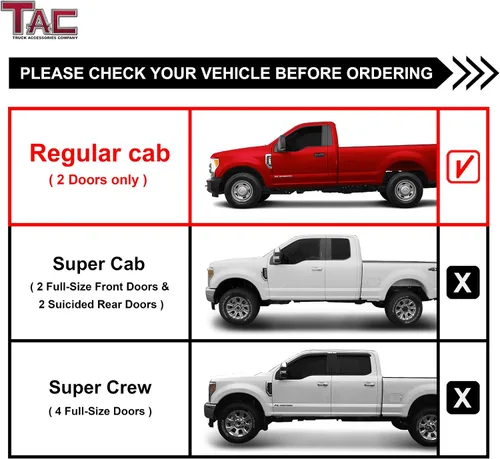 Vista 4 de TAC - Escalón lateral para Ford F150 2015-2026 cabina regular 2017-2026 Ford F250/F350/F450/F550 Super Duty Cab regular Cab 3 pulgadas, barras
