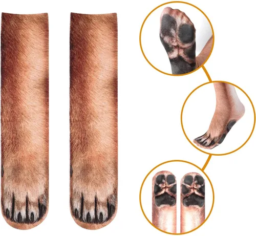 Vista 3 de WLLHYF Calcetín de pata de perro y gato loco divertido calcetín de animales 3D mordaza novedad calcetín de Halloween regalo de Navidad
