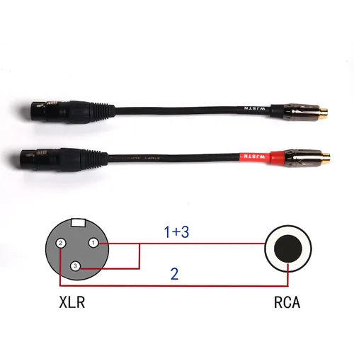 Vista 5 de WJSTN XLR a RCA Cable hembra a hembra adaptador de 3 pines XLR a RCA Plug HiFi Cable de audio 2 paquetes/6 pulgadas