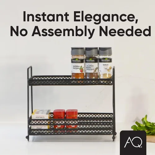 Vista 5 de AQ Organizador de baño de 2 niveles para encimera, bandeja de espejo de tocador negro mate para cuidado de la piel y organizador de maquillaje