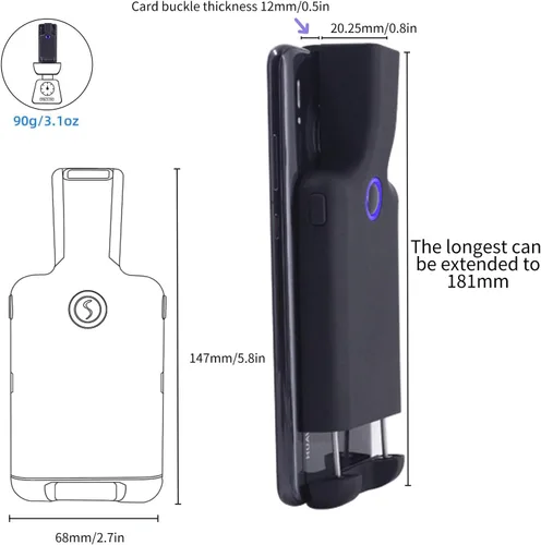 Vista 6 de Symcode Clip de código de barras portátil con Bluetooth - 1D 2D QR lector de código de barras, PDF417, matriz de datos, Maxicode, conexión