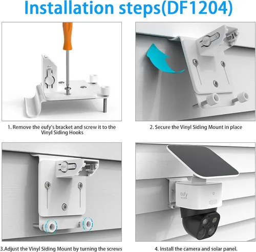 Vista 4 de Clips laterales de vinilo compatible con Eufy SoloCam S340/SoloCam E30 - Cámara de seguridad solar para exteriores (paquete de 1, blanco)