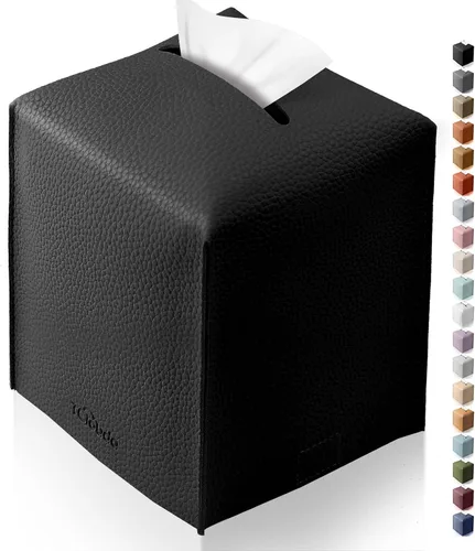 Vista 23 de Funda cuadrada para caja de pañuelos de piel sintética moderna para decoración creativa, paquete de 2, ideal para baños, oficina, coche, mesita