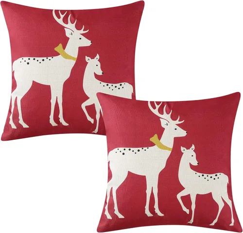 Vista 8 de CAROMIO Juego de 2 fundas de almohada navideñas de 18 x 18 pulgadas, decoración de Navidad para el hogar, interiores, para sala de estar, copos