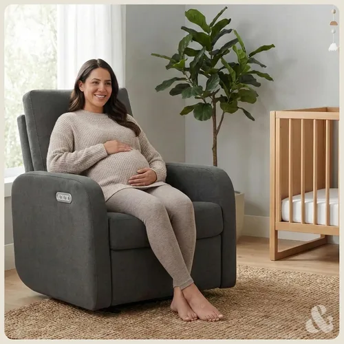 Vista 8 de Nurture& El sillón reclinable Porto Power Glider para guardería Carbón