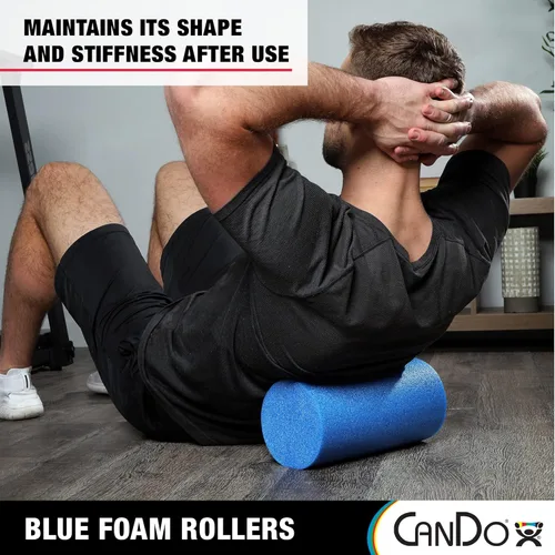 Vista 5 de CanDo Rodillos de espuma PE azules para fitness, ejercicio y restauración muscular, terapia de masaje, recuperación deportiva y terapia física