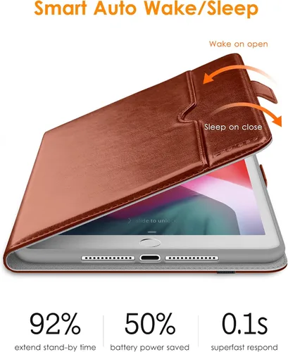Vista 7 de DTTO para iPad de 9.7 pulgadas 5ª/6ª generación 2018/2017, funda con soporte para Apple Pencil, funda de cuero premium tipo folio con soporte