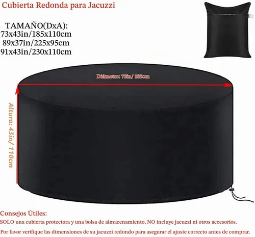 Vista 2 de Cubierta impermeable para bañera de hidromasaje, impermeable, portátil, redonda, inflable, protector para bañera de hidromasaje, piscina, muebles