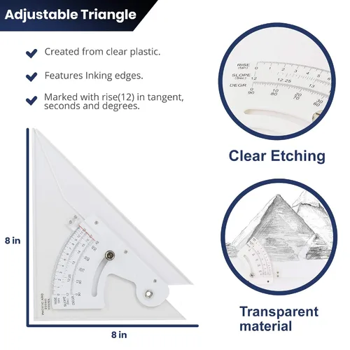 Vista 3 de Pacific Arc Borde liso triangular ajustable de 8 pulgadas para dibujo, arquitecto, ingeniero