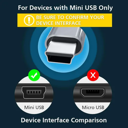 Vista 2 de AGVEE Cable USB-C a mini USB de 1 pie, trenzado duradero Mini-B de 5 pines a tipo C, cargador de datos OTG para Hero 3+, controlador PS3, cámara