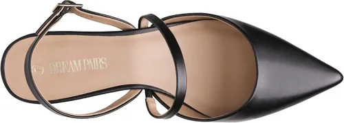 Vista 3 de DREAM PAIRS Zapatos de tacón grueso con punta cerrada y tacón bajo con tiras y hebilla puntiaguda, para mujer, vestido de boda, fiesta