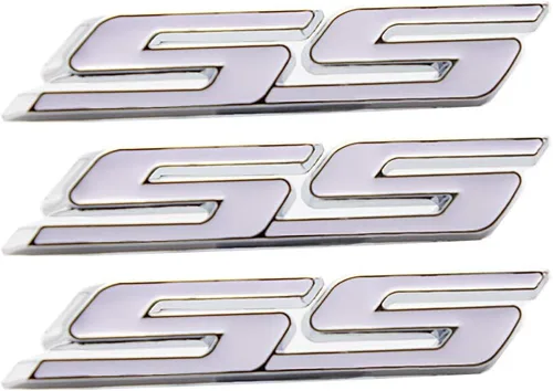 Vista 13 de 3 piezas de emblemas de inclinación pequeña SS para puerta de maletero de auto, calcomanía de parachoques de parachoques 3D ABS apto para Chevy