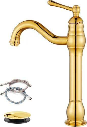 Vista 14 de gotonovo Grifo para lavabo de recipiente, boquilla giratoria 360°, grifo de baño de una sola manija, alto, 1 agujero, lavabo de granja, grifo