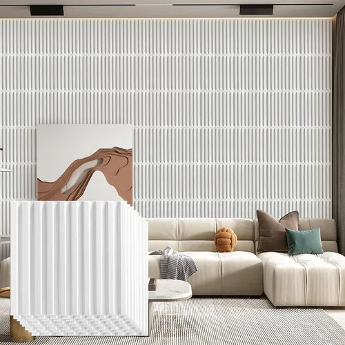 Vista 32 de Heikki Paquete de 30 paneles de pared 3D para decoración de pared interior, paneles de pared con textura de flores de PVC para sala de estar Negro-YJ