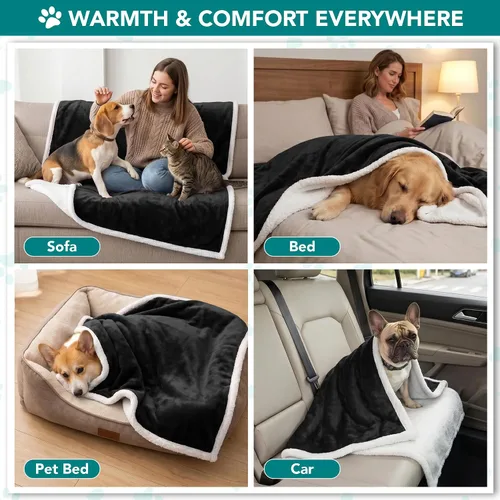 Vista 5 de PetAmi Manta para perros pequeños y medianos, manta de cama para mascotas, gatos, cachorros, gatitos, funda de vellón para muebles, protector