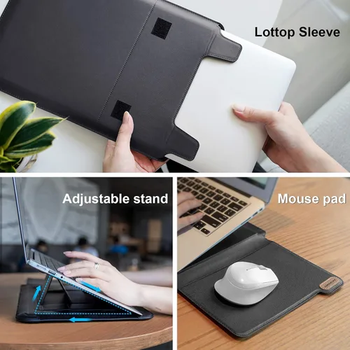 Vista 5 de Nillkin Funda para laptop de 15.6 pulgadas, funda para MacBook con soporte ajustable y alfombrilla para mouse, 2 modos de soporte, funda para laptop