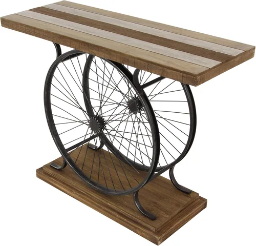 Vista 11 de Deco 79 Mesa consola industrial de madera y metal, 39 x 25 x 12 pulgadas