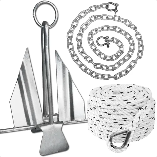 Vista 9 de Five Oceans Fluke - Anclaje para barco, acero galvanizado, anillo deslizante, anclajes de lancha de alta resistencia para kayak, bote, tabla