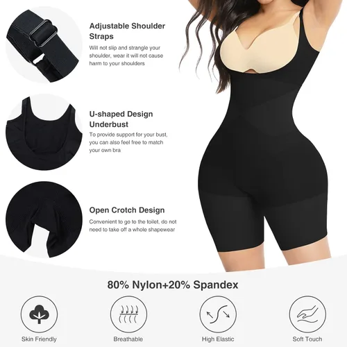 Vista 5 de FeelinGirl Faja moldeadora para mujer, con control de abdomen, sin costuras, con entrepierna abierta