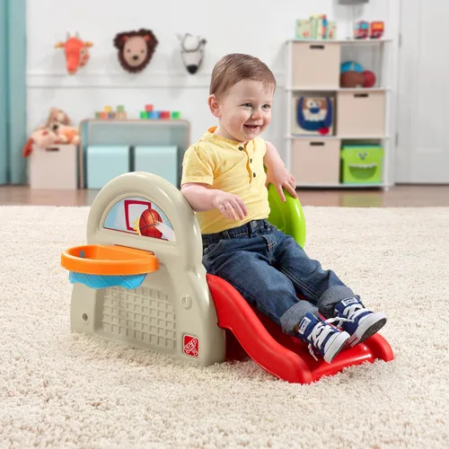 Vista 3 de Step2 Centro de actividades Sports-Tastic, juego deportivo para niños pequeños, tobogán para interiores y exteriores, gimnasio de juegos incluye