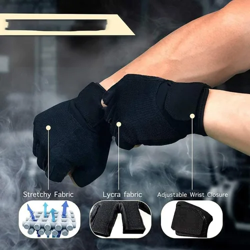 Vista 6 de Guantes de entrenamiento para mujer, guantes de levantamiento de pesas sin dedos, guantes de ejercicio para entrenamiento, fitness, ciclismo
