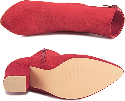 Vista 5 de Jiu du Botines de tacón alto para mujer, con puntera puntiaguda, con cremallera lateral, tacones altos, botas cortas
