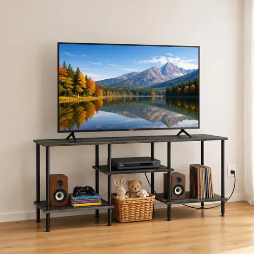 Vista 8 de Soporte de TV de 50 pulgadas para dormitorio, soportes de TV gris