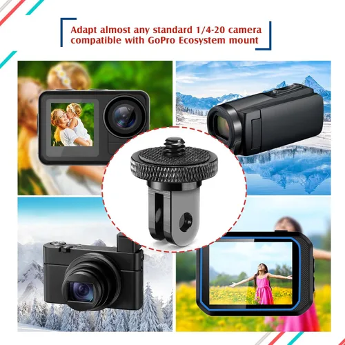 Vista 5 de Frienda Adaptador de aluminio para trípode de cámara de 4 piezas, adaptador de conversión 1/4-20 para trípode compatible con cámaras de acción GoPro