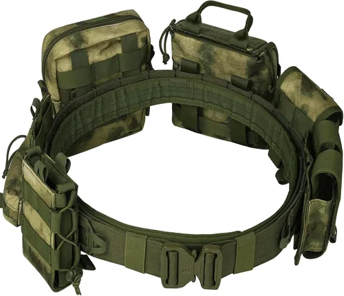 Vista 9 de YAKEDA Molle - Cinturón de batalla con accesorios – Cinturón táctico de combate Airsoft resistente (8 piezas)