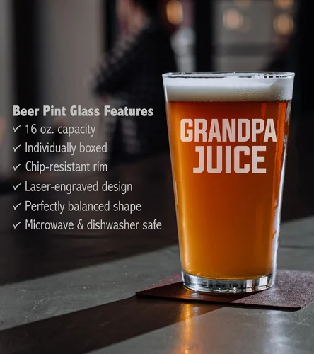 Vista 4 de GRANDPA JUICE - Vaso de cerveza – Regalo divertido para papá, tío abuelo de hija, hijo, esposa, día del padre (personalizado)