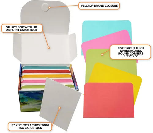 Vista 7 de Debra Dale Designs - Tarjetas de índice en blanco de 3 x 5 pulgadas, color blanco, 200 tarjetas, caja de sistema de estudio con separadores