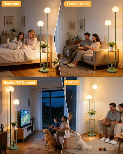 Vista 2 de Lightdot Lámpara de pie rosa regulable de 60 pulgadas, lámparas de pie de mediados de siglo con 3 bombillas G9 de 3000 K de color blanco cálido