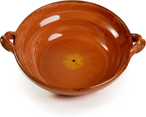 Vista 2 de Cazuela sin tapa de arcilla mexicana, grande, terracota, 3 cuartos de galón