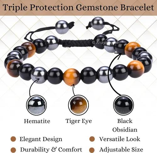 Vista 261 de Adjustable Crystal Bracelet – Gemstone Bead Bracelet with Adjustable Macrame String – Chic Gemstone Bracelet for Men and Women – 8mm Round Healing