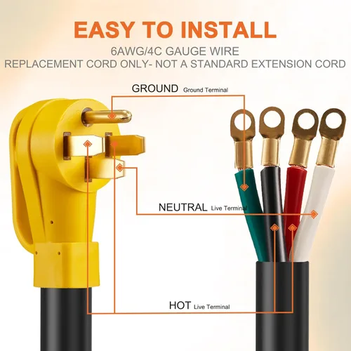 Vista 5 de Cable de alimentación de rango NEMA 14-50 resistente, STW 6AWG/4C